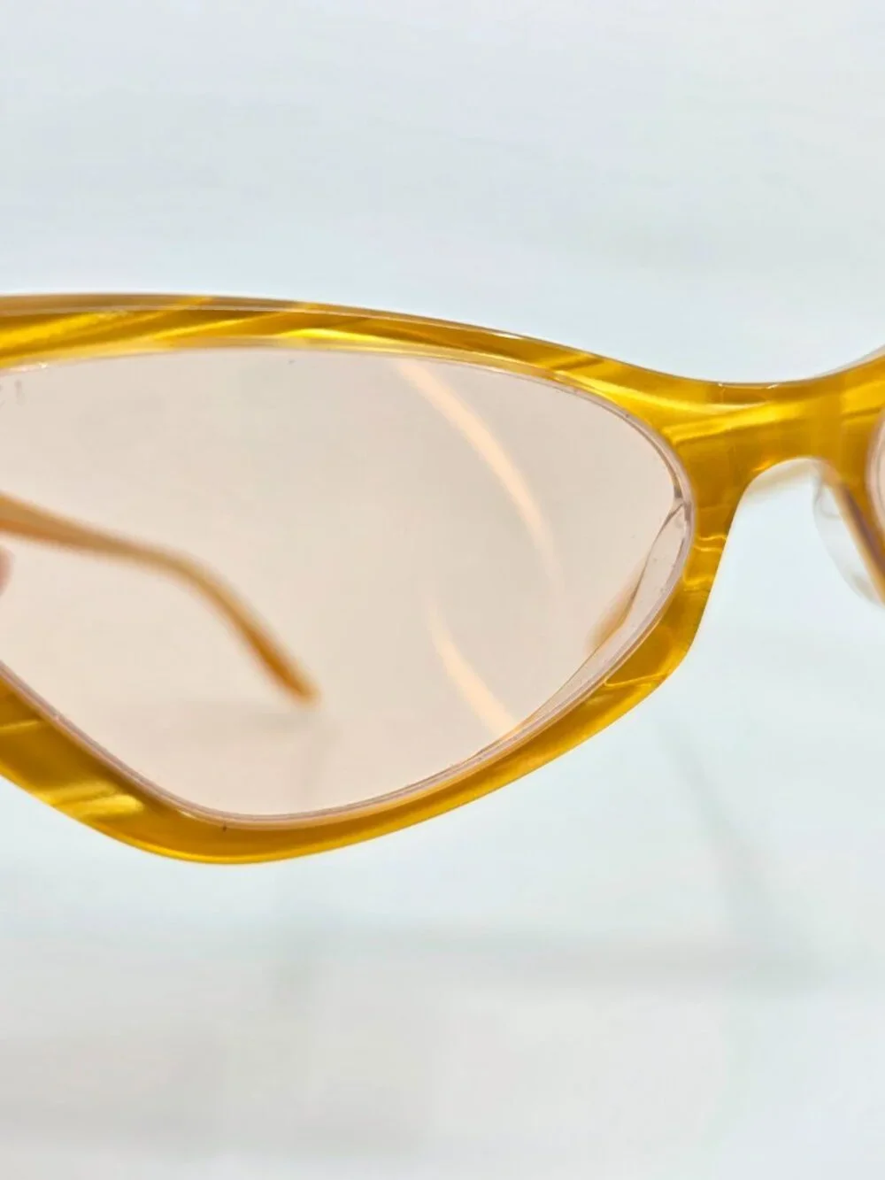 Gucci Yellow Cat Eye Sunglasses Pink Lenses Size 61MM×16MM×145MM MSRP $595